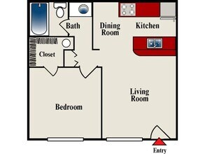 1 Bed 1 Bath 144 floor plan